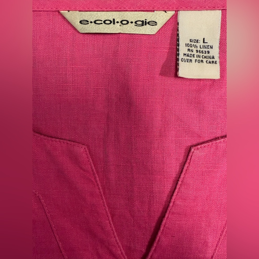 E-Col-O-Gie Women's Linen Fuchsia Boho Circle Top Size Large - Pre-Owned - Picture 4 of 13
